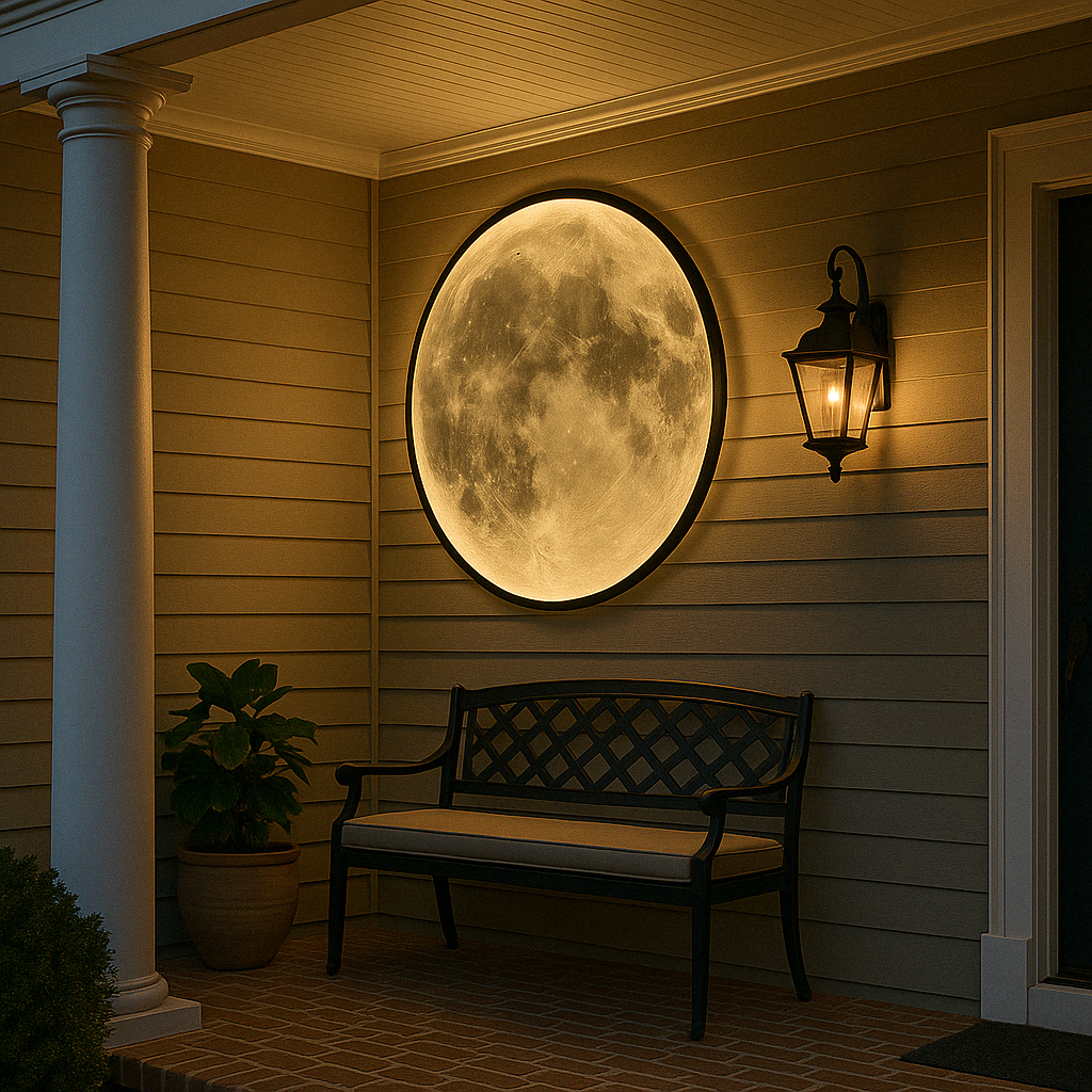 LED Moon Wall Light Fixture – Realistic Lunar Surface Glow – Diameter 16-31 in – Indoor Outdoor Celestial Accent for Living Room Bedroom