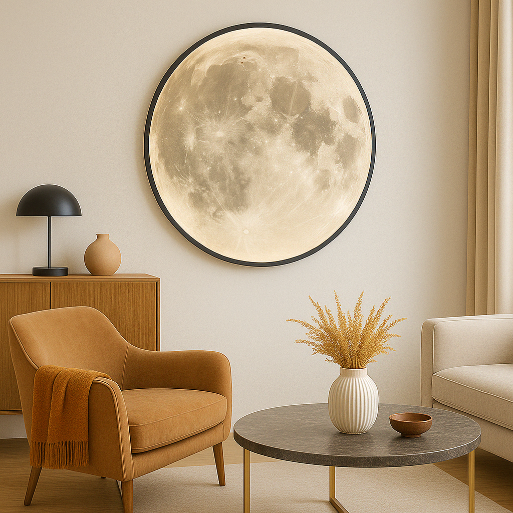 LED Moon Wall Light Fixture – Realistic Lunar Surface Glow – Diameter 16-31 in – Indoor Outdoor Celestial Accent for Living Room Bedroom