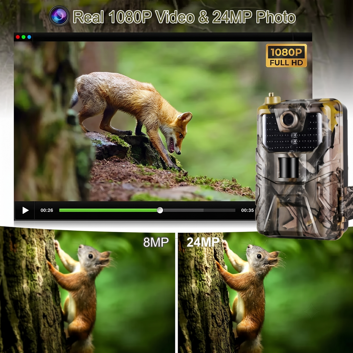 WiFi Trail Camera 1080P Night Vision Motion Activated with App Control for Backyard Monitoring and Deer Scouting