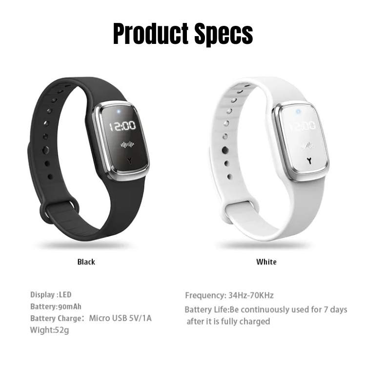 Ultrasonic Mosquito Repellent Wristband with LED Display for Outdoor Activities and Travel