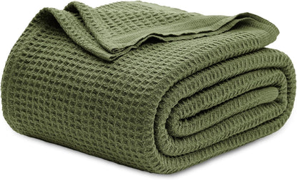 Cozy Haven | 100% Cotton Queen Blanket with Cooling Waffle Weave | Soft & Breathable for Summer Comfort