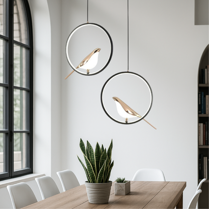 Bird Branch Pendant Light with Warm LED Glow – Nature-Inspired Iron Hanging Lamp for Dining Room, Reading Nook & Living Space – 11.5 in Wide