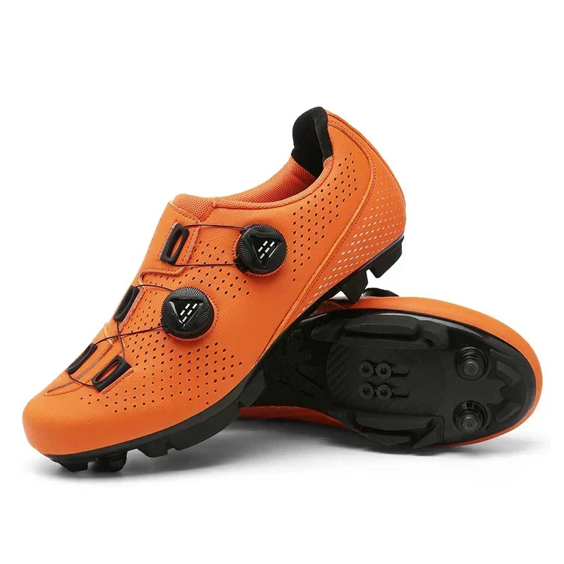 Dual-Dial Cycling Shoes for Road and Mountain Biking – Breathable Synthetic Leather with Rubber Sole for Men and Women
