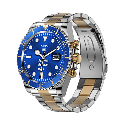 Montre intelligente Bluetooth pour homme avec moniteur de fréquence cardiaque et lunette rotative pour les appels et le suivi de la condition physique