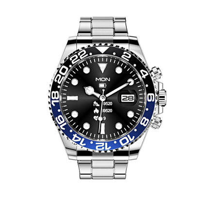 Montre intelligente Bluetooth pour homme avec moniteur de fréquence cardiaque et lunette rotative pour les appels et le suivi de la condition physique