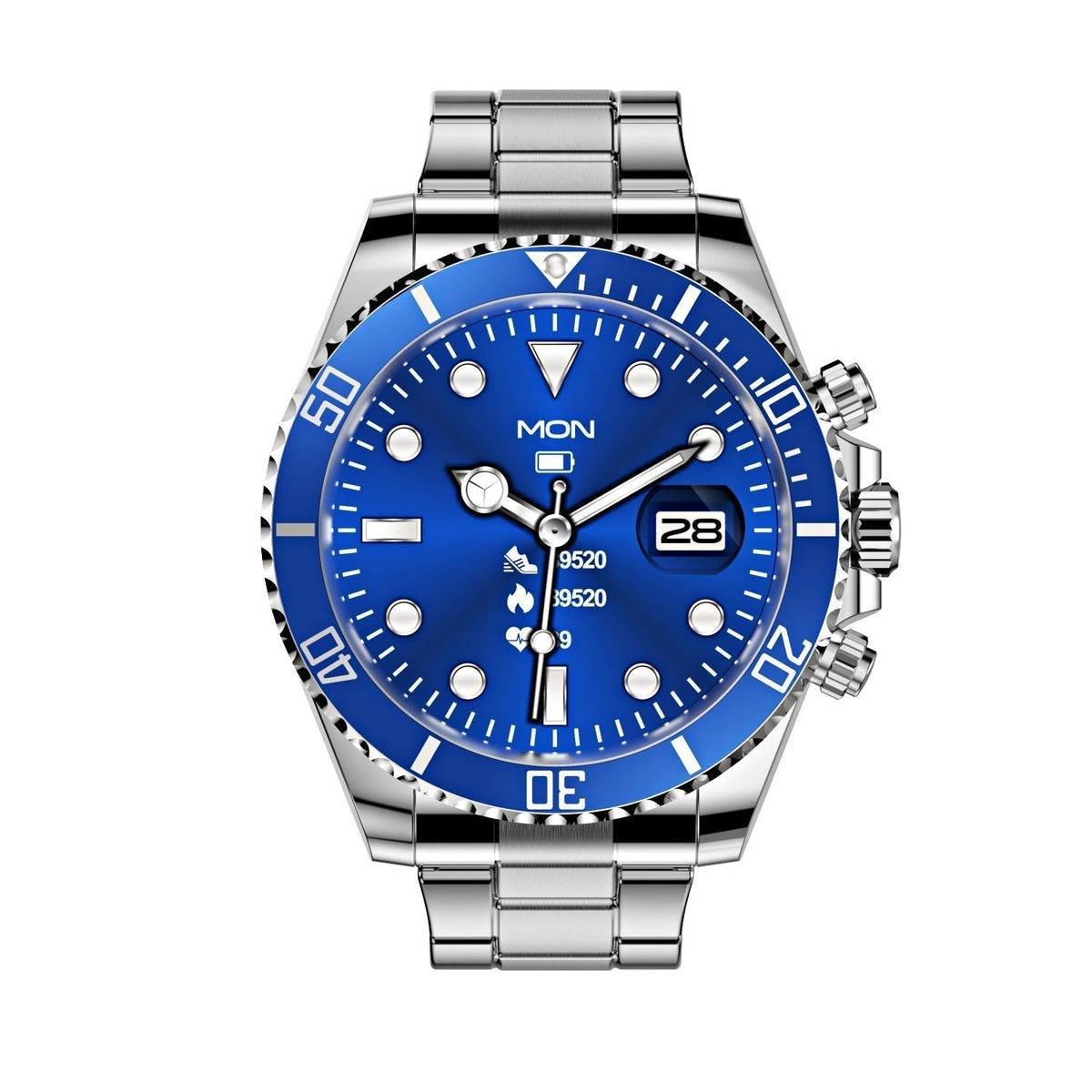 Montre intelligente Bluetooth pour homme avec moniteur de fréquence cardiaque et lunette rotative pour les appels et le suivi de la condition physique