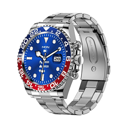 Montre intelligente Bluetooth pour homme avec moniteur de fréquence cardiaque et lunette rotative pour les appels et le suivi de la condition physique