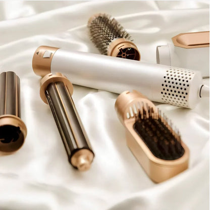 5-in-1 Blow Dryer Brush 1000W Hot Air Styling Tool with Interchangeable Attachments for Curling Volumizing Straightening Women's Hair Dryer
