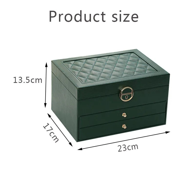 Stackable Jewelry Organizer Box Black 9×7×5 Inch Multi-Compartment Ring Necklace Earring Holder for Dresser Bedroom Vanity Tabletop Storage