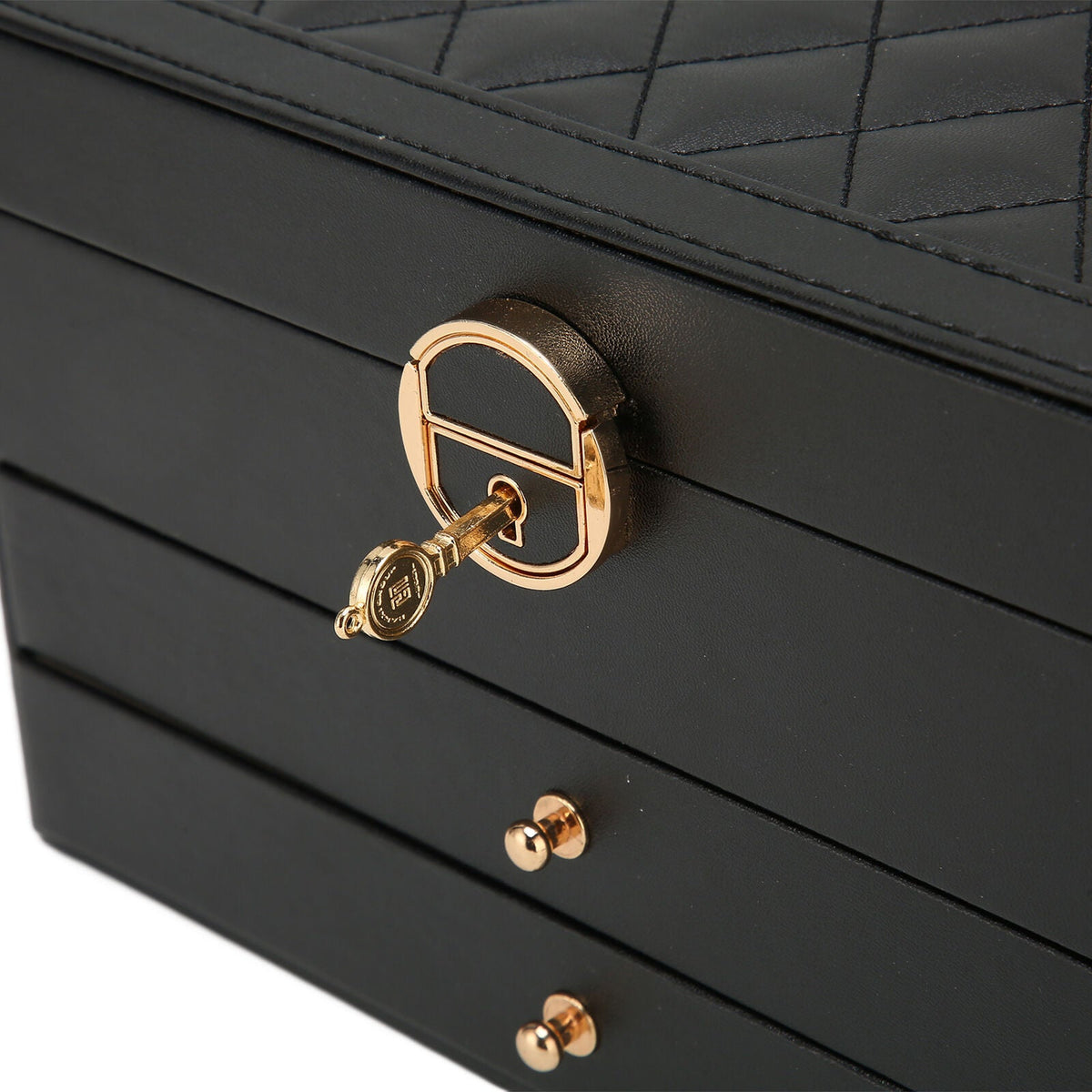 Stackable Jewelry Organizer Box Black 9×7×5 Inch Multi-Compartment Ring Necklace Earring Holder for Dresser Bedroom Vanity Tabletop Storage