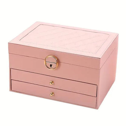 Stackable Jewelry Organizer Box Black 9×7×5 Inch Multi-Compartment Ring Necklace Earring Holder for Dresser Bedroom Vanity Tabletop Storage