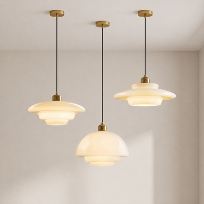 Frosted Glass Pendant Light – Modern Minimalist Kitchen & Dining Room Ceiling Fixture with Diffused LED Glow