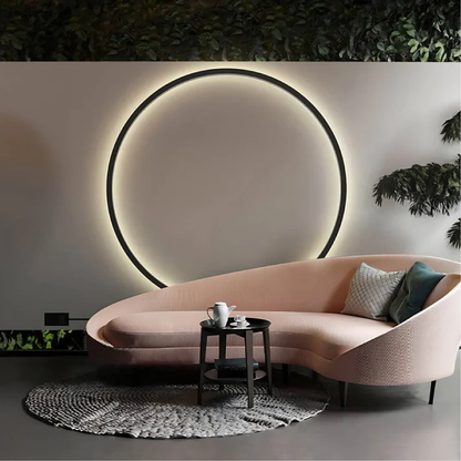 Modern Round LED Wall Sconce | Minimalist Circle Light for Dining Room Bar | USB Powered Ambient Lighting | Iron Acrylic Ring Design