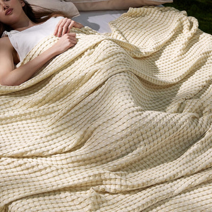 Cozy Haven | Couverture Queen légère en coton et bambou à tissage gaufré rafraîchissant | Jeté d'été doux pour ceux qui ont chaud la nuit
