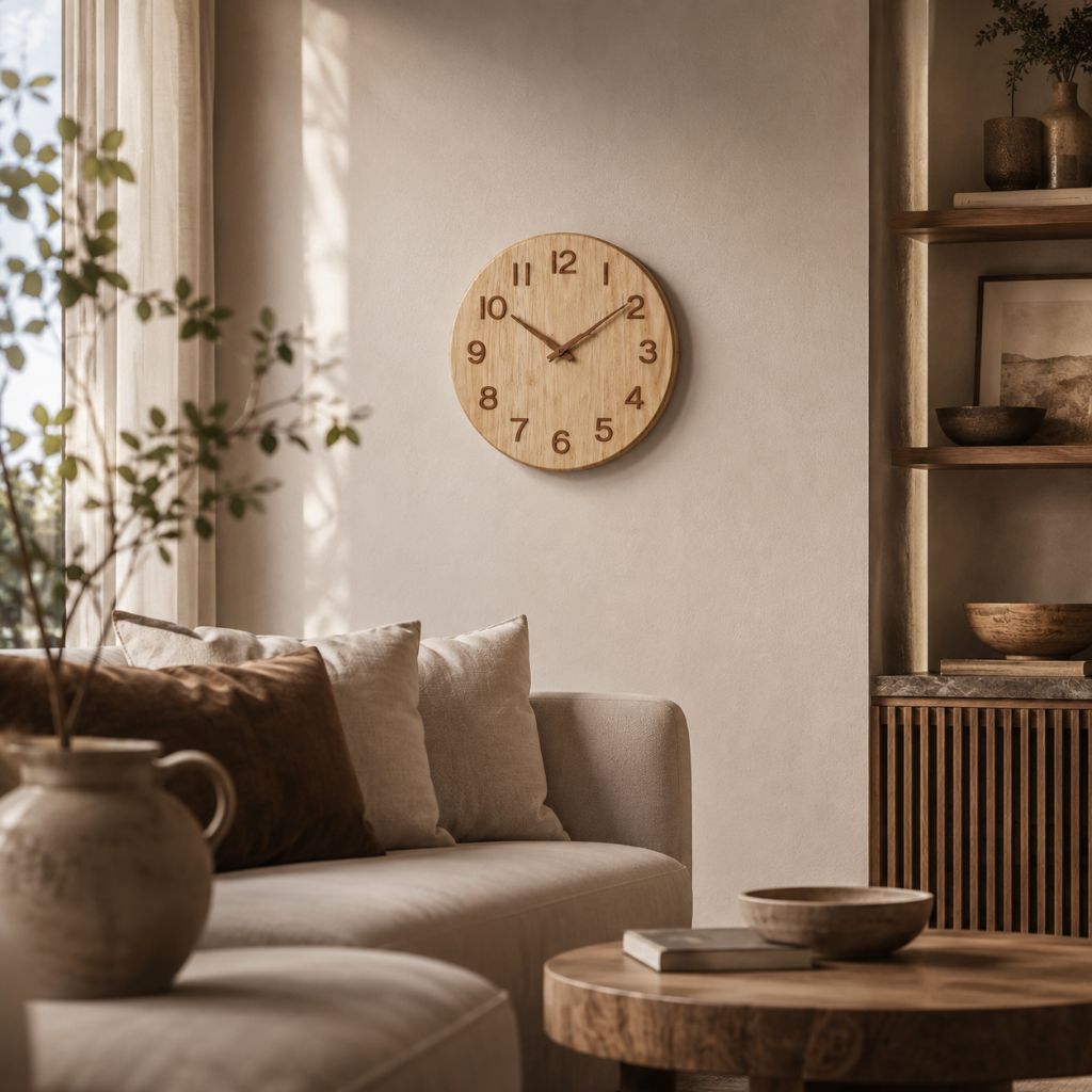Whisper-Quiet Wooden Wall Clock – Handcrafted Timber Timepiece with Silent Sweep Movement for Living Room, Bedroom, Kitchen & Office Decor