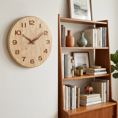 Whisper-Quiet Wooden Wall Clock – Handcrafted Timber Timepiece with Silent Sweep Movement for Living Room, Bedroom, Kitchen & Office Decor