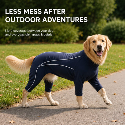 Ortekor Four-Leg Full-Body Dog Jumpsuit for Home & Outdoor Wear – Helps Contain Loose Fur & Everyday Dirt