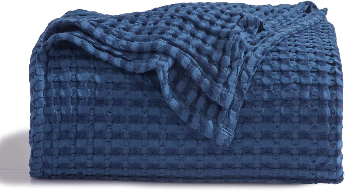 Cozy Haven | Couverture Queen légère en coton et bambou à tissage gaufré rafraîchissant | Jeté d'été doux pour ceux qui ont chaud la nuit