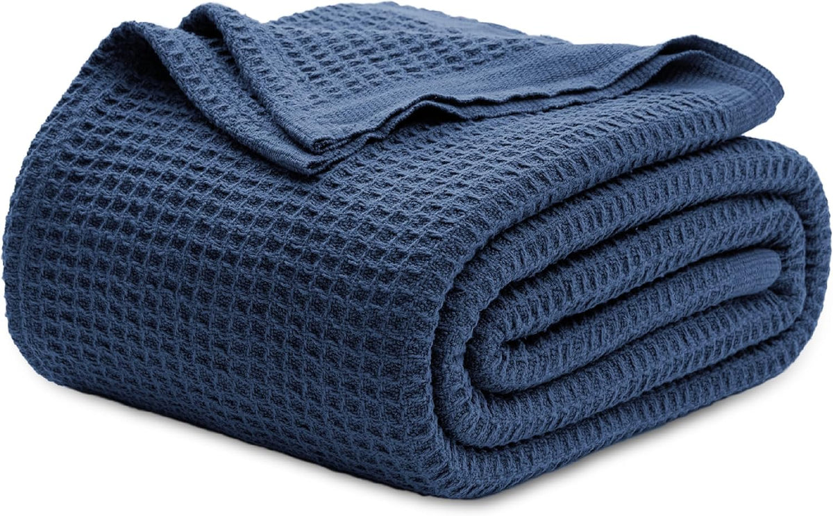 Couverture jeté en coton pour lit, couverture gaufrée format grand lit pour toutes les saisons, couverture en coton douce et respirante pour canapé