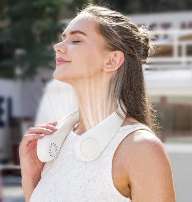 Hands-Free Wearable Personal Cooling Fan for Summer Outdoors, Travel, Gym & Commute — Rechargeable Bladeless Neck Fan