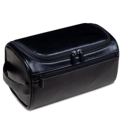 Hanging Toiletry Organizer for Travel – Compact Dopp Kit with Hook & Front Pocket – Water-Resistant Vegan Leather Bag for Men & Women