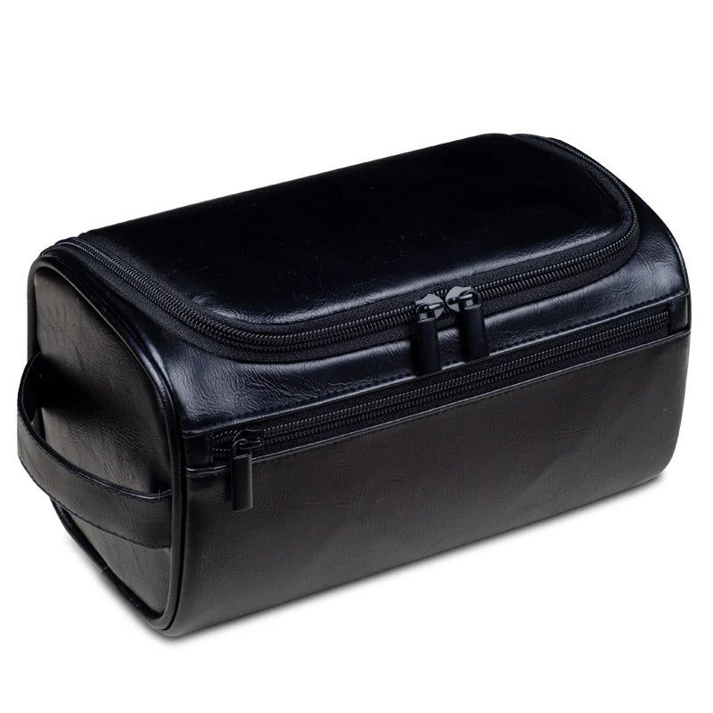 Hanging Toiletry Organizer for Travel – Compact Dopp Kit with Hook & Front Pocket – Water-Resistant Vegan Leather Bag for Men & Women
