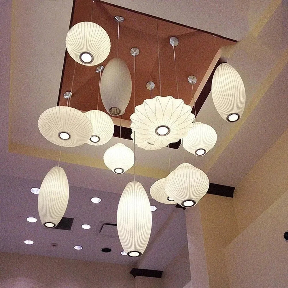 Handwoven Silk Sphere Suspension Fixture White for Dining Areas Living Rooms Bedrooms Ambient Overhead Lighting Touch Control Iron Frame Wov