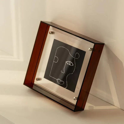 Clear Acrylic Floating Picture Frame for Desktop & Wall Display - Modern Freestanding Photo Holder for Home Office, Bedroom, Living Room