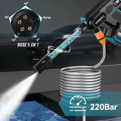 Cordless Pressure Washer 3200 PSI 5-Speed with Foam Cannon for Cars Decks Patios Home Outdoor