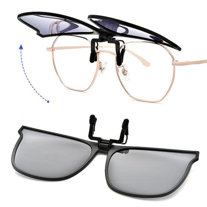Flip-Up Polarized Clip-On Sunglasses for Prescription Glasses – UV400 Protection, Lightweight Magnetic Attachment, Glare Reduction for