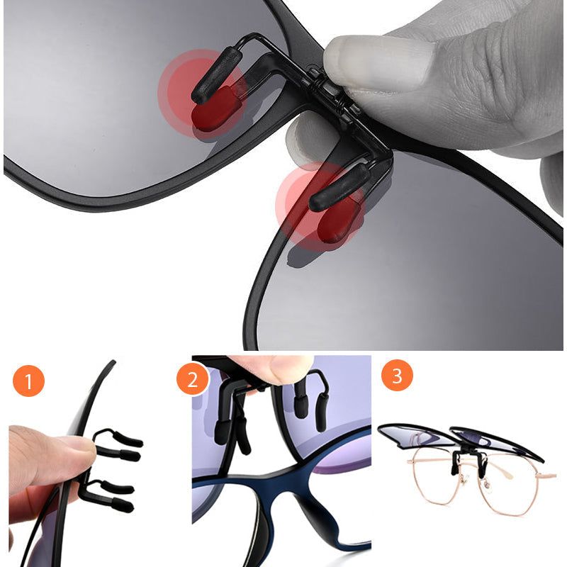 Magnetic Flip-Up Polarized Sunglasses Attachment for Prescription Glasses UV400 Protection