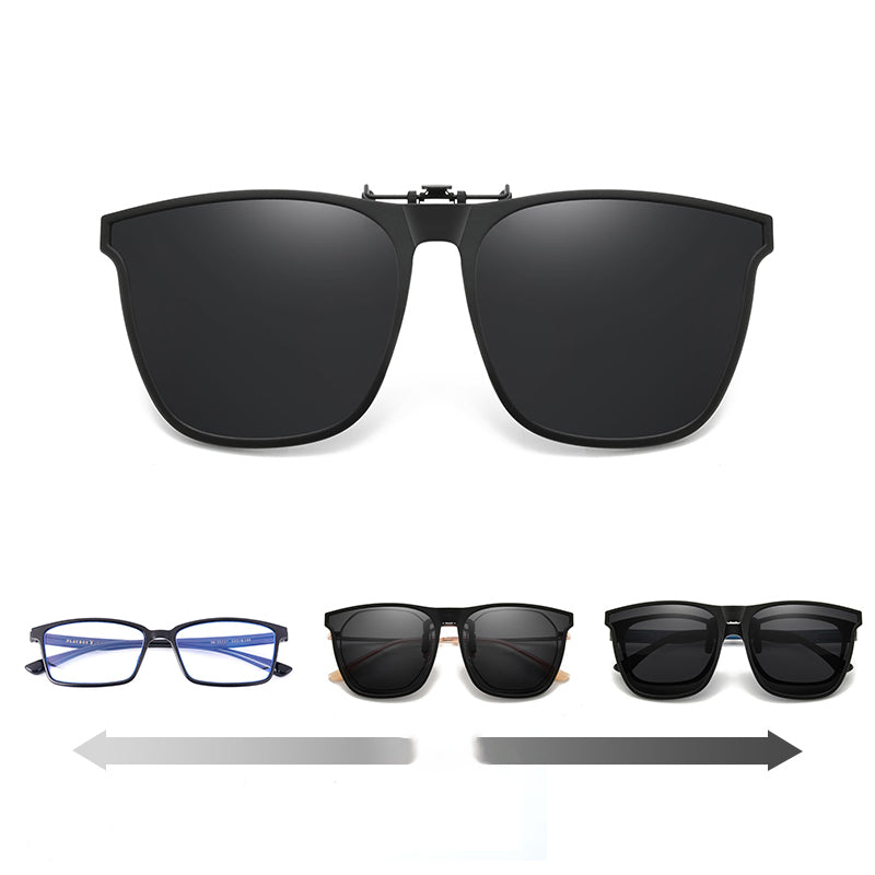 Magnetic Flip-Up Polarized Lens Attachment for Prescription Glasses - UV400 Protection Clip-On Shades for Driving & Outdoor Activities