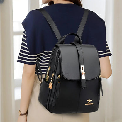 Convertible Leather Backpack Purse for Women — Multi-Pocket Daypack with Adjustable Straps for Travel, Work & Daily Essentials