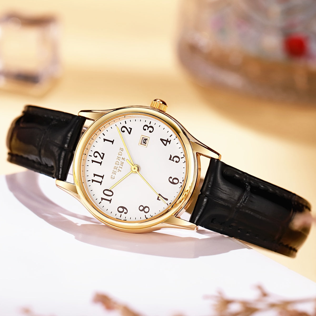 Square Face Quartz Watch for Women – Vegan Leather Band Timepiece with Analog Display – Dress Watch for Work & Events