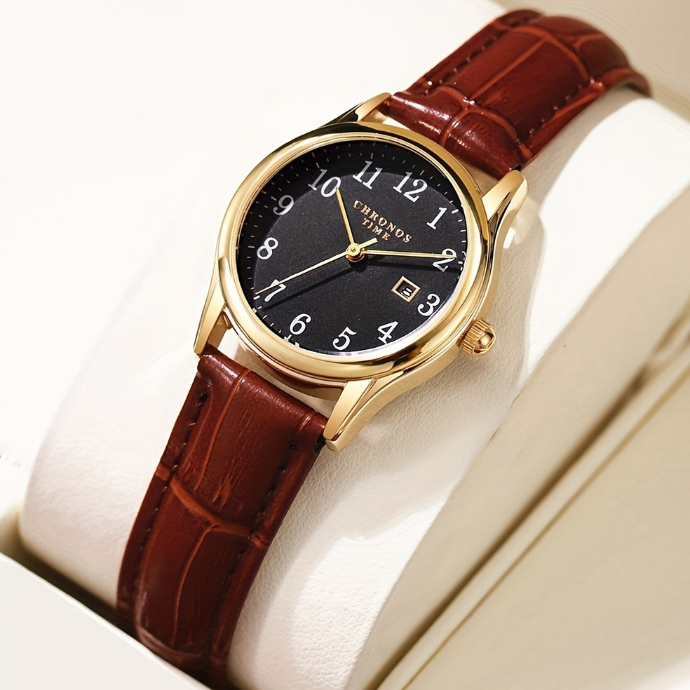 Square Face Quartz Watch for Women – Vegan Leather Band Timepiece with Analog Display – Dress Watch for Work & Events