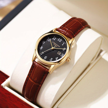 Square Face Quartz Watch for Women – Vegan Leather Band Timepiece with Analog Display – Dress Watch for Work & Events