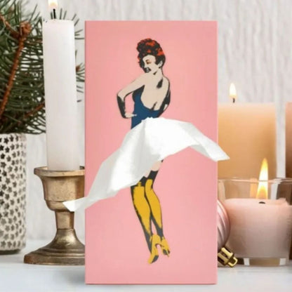 Novelty Figurine Tissue Holder with Flowing Dress Design for Countertops, Desks & Vanities – Decorative Facial Tissue Dispenser Statue
