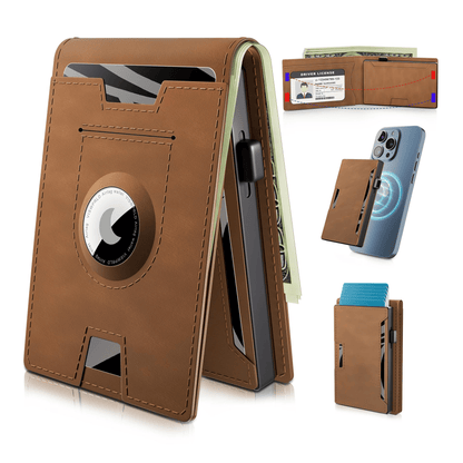 Compact RFID-Blocking Wallet with Pop-Up Card Holder & Money Clip for Men & Women – Slim Aluminum & Leather Bifold Design