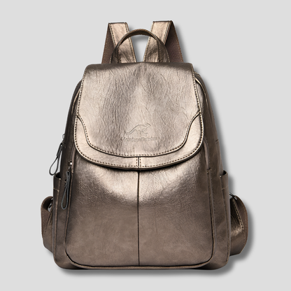 Textured Leather Anti-Theft Backpack for Women – Secure Everyday Carryall with Multiple Compartments