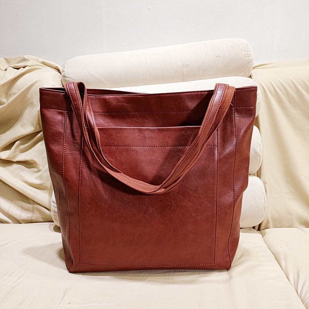 Structured Genuine Leather Tote (Detachable Strap)