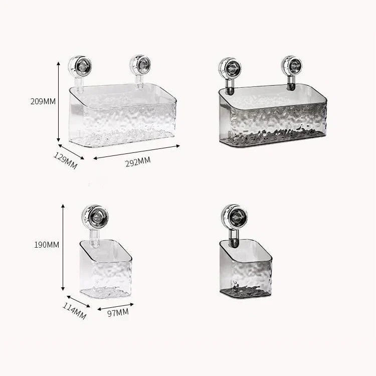 Adhesive Bathroom Organizer Caddy with Grip-Lock Suction – Wall-Mount Shelf for Shower & Vanity Toiletries, Shampoo, Cosmetics