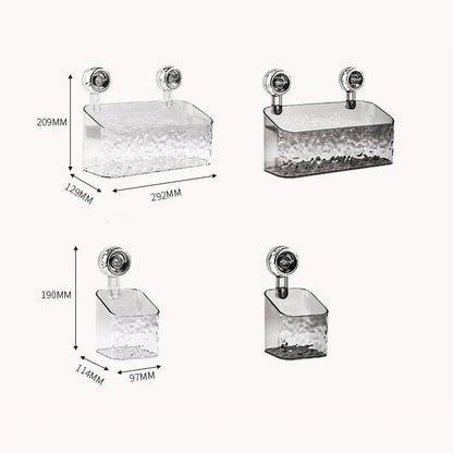 Adhesive Bathroom Organizer Caddy with Grip-Lock Suction – Wall-Mount Shelf for Shower & Vanity Toiletries, Shampoo, Cosmetics