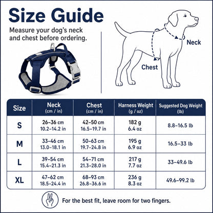 Ortekor Reflective Dog Harness for Night Walks, Daily Park Walks & No-Neck-Pull Comfort