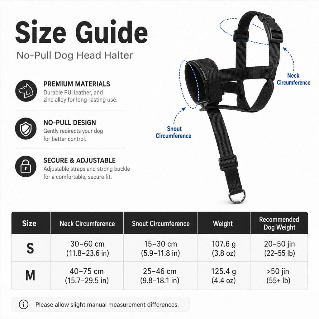 Ortekor No-Pull Dog Head Halter for Daily Walks - Adjustable Padded Training Muzzle to Help Reduce Pulling