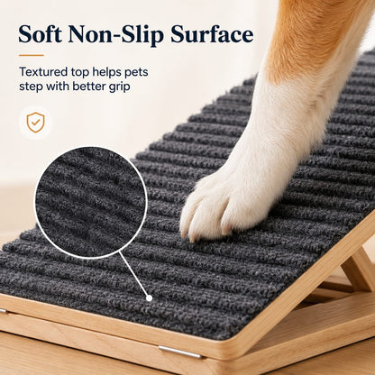 Ortekor Foldable Wooden Dog Stairs for Small Dogs - Non-Slip Pet Ramp for Sofa, Bed & Indoor Steps