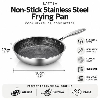12-Inch Honeycomb Textured Skillet with Cool-Touch Handle for Induction Gas Electric Stovetops