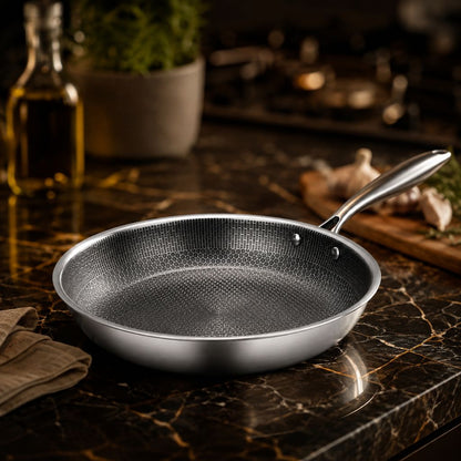 12-Inch Honeycomb Textured Skillet with Cool-Touch Handle for Induction Gas Electric Stovetops