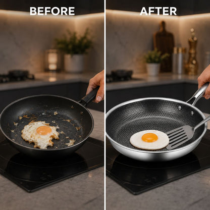 12-Inch Honeycomb Textured Skillet with Cool-Touch Handle for Induction Gas Electric Stovetops