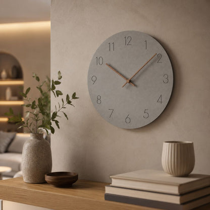 Silent Wall Clock 11.4 in Round Wood Frame Modern Home Décor for Bedroom Living Room Office Minimalist Timepiece