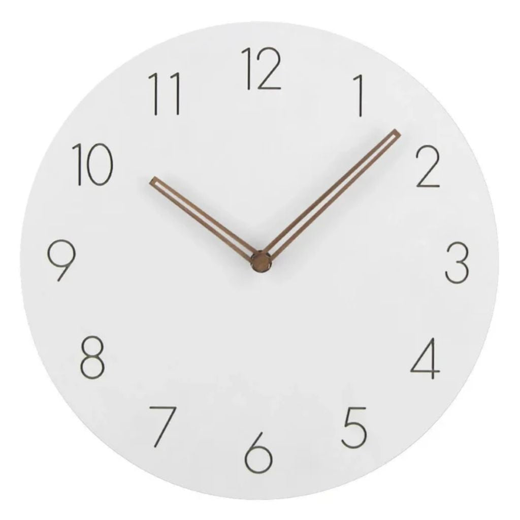 Silent Wall Clock 11.4 in Round Wood Frame Modern Home Décor for Bedroom Living Room Office Minimalist Timepiece